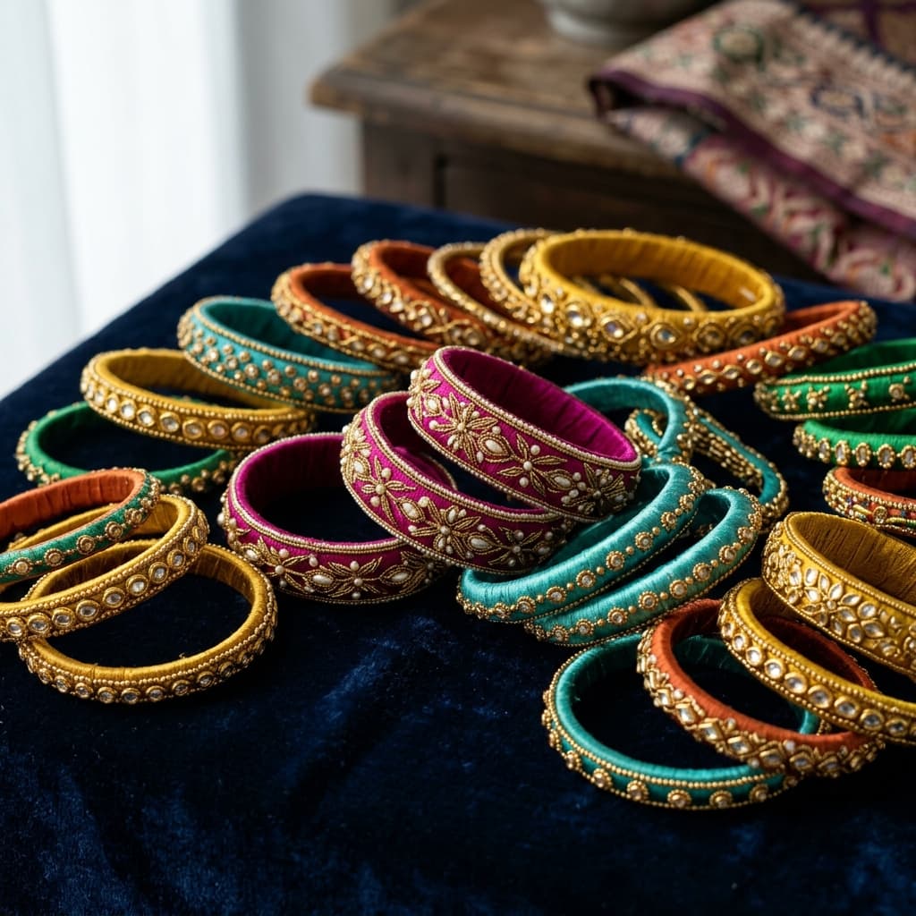 Vibrant handmade silk thread bangles